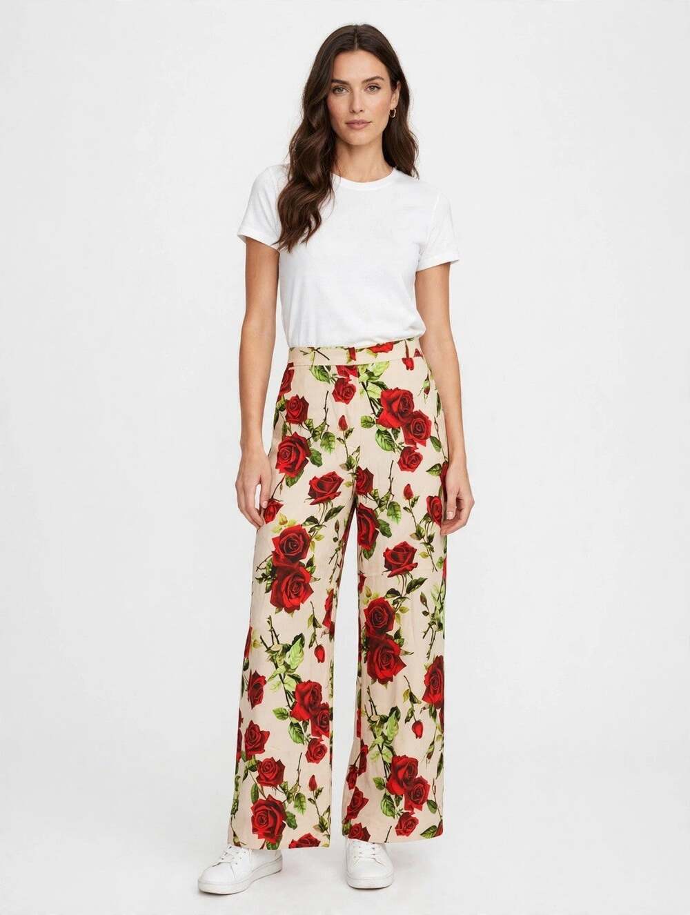 L'AGENCE RED ROSE FLORAL WIDE LEG PANTS WOMENS 14 NEW WITH TAGS DESIGNER